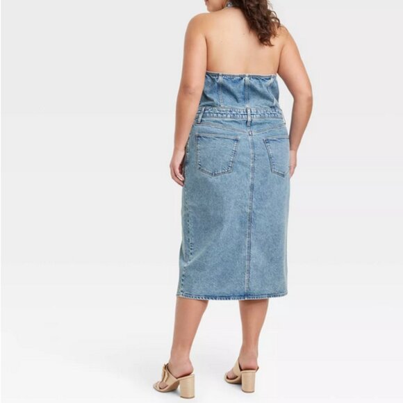 Universal Thread Denim Halter Midi Dress NWT - Picture 5 of 13